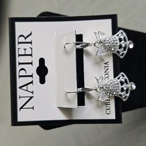 NAPIER SILVER & CUBIC ZARCONIA BELL EARRINGS
